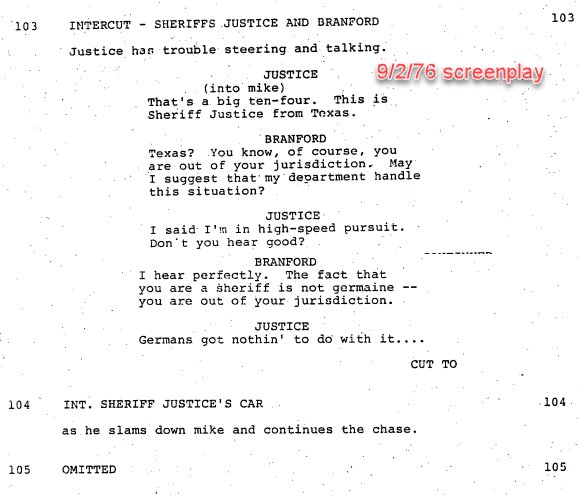 Scenes 103-105 in screenplay dated 9/2/76