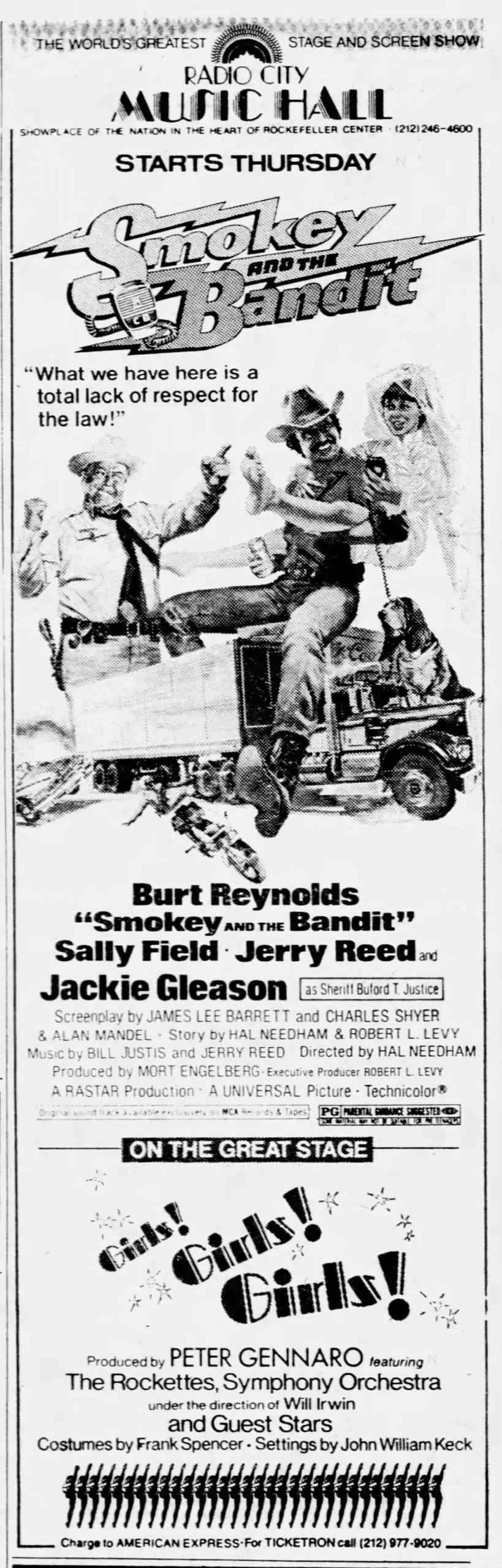 Newspaper ad for Smokey and the Bandit